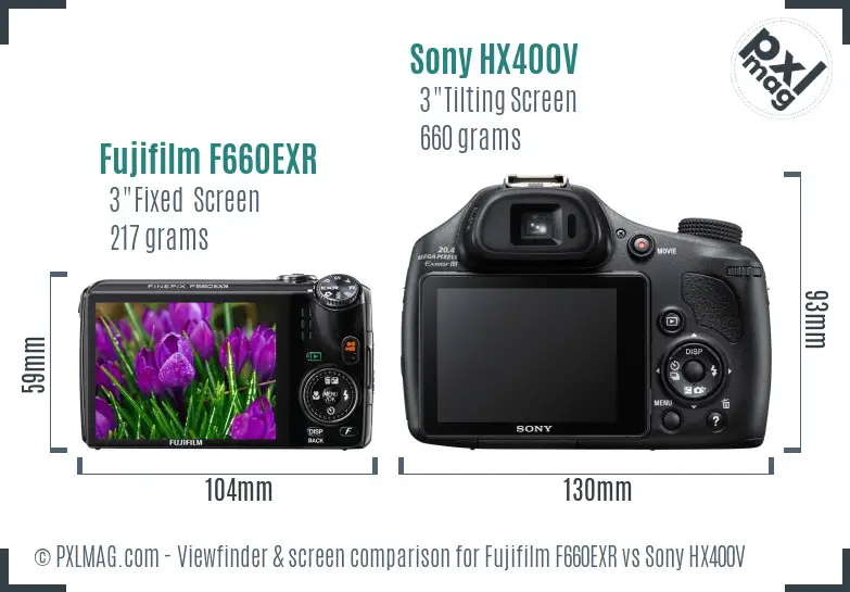 Fujifilm F660EXR vs Sony HX400V Screen and Viewfinder comparison