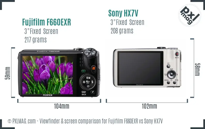 Fujifilm F660EXR vs Sony HX7V Screen and Viewfinder comparison Fujifilm F660EXR vs Sony HX7V Screen and Viewfinder comparison
