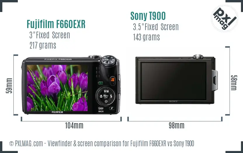 Fujifilm F660EXR vs Sony T900 Screen and Viewfinder comparison Fujifilm F660EXR vs Sony T900 Screen and Viewfinder comparison