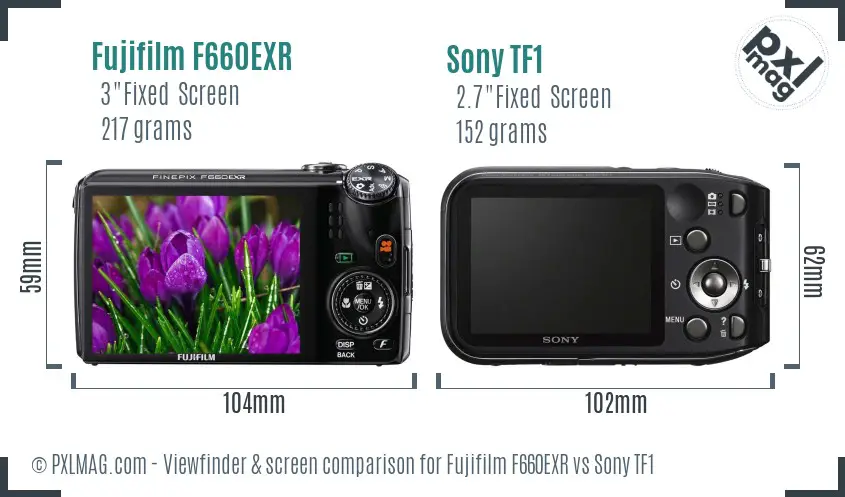 Fujifilm F660EXR vs Sony TF1 Screen and Viewfinder comparison