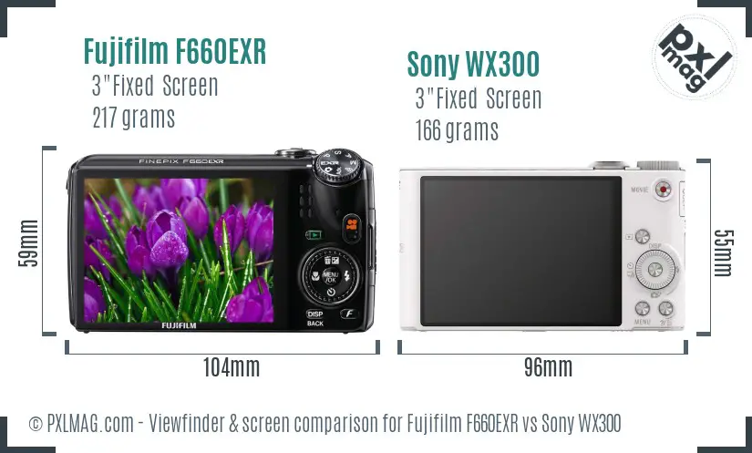 Fujifilm F660EXR vs Sony WX300 Screen and Viewfinder comparison