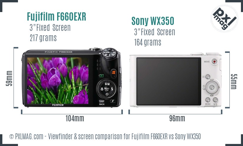 Fujifilm F660EXR vs Sony WX350 Screen and Viewfinder comparison