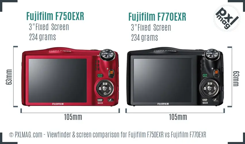 Fujifilm F750EXR vs Fujifilm F770EXR Screen and Viewfinder comparison