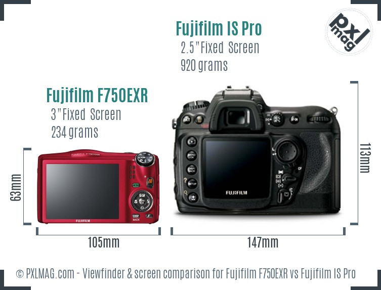 Fujifilm F750EXR vs Fujifilm IS Pro Screen and Viewfinder comparison