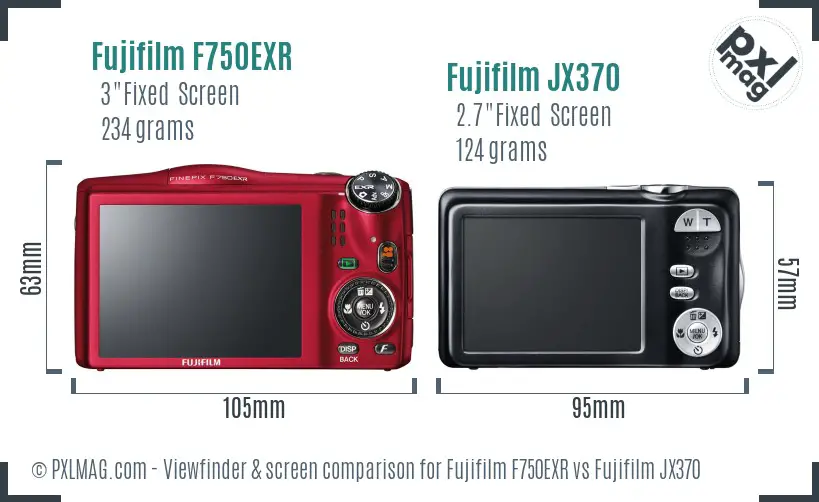 Fujifilm F750EXR vs Fujifilm JX370 Screen and Viewfinder comparison