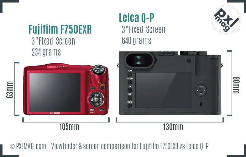 Fujifilm F750EXR vs Leica Q-P Screen and Viewfinder comparison