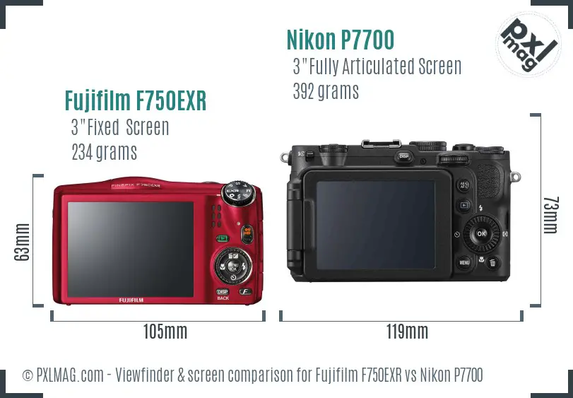 Fujifilm F750EXR vs Nikon P7700 Screen and Viewfinder comparison Fujifilm F750EXR vs Nikon P7700 Screen and Viewfinder comparison