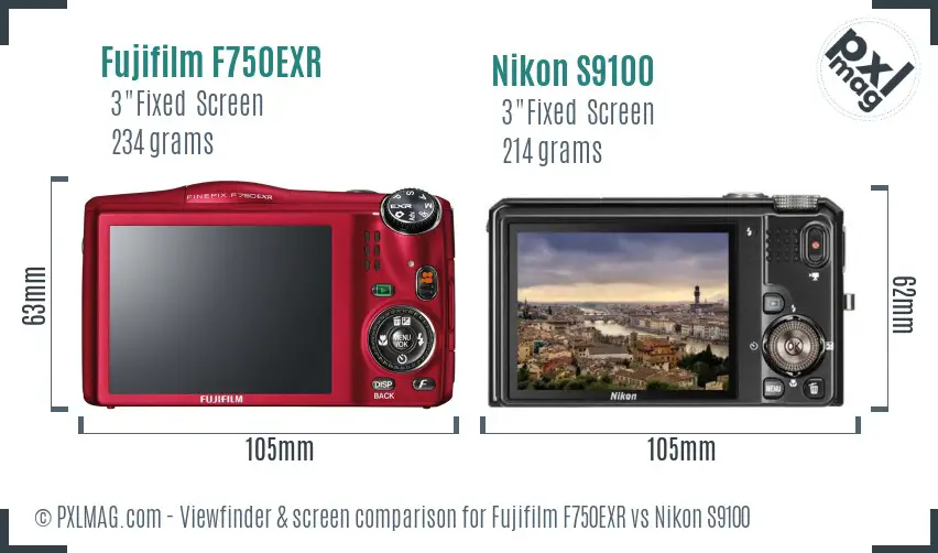 Fujifilm F750EXR vs Nikon S9100 Screen and Viewfinder comparison Fujifilm F750EXR vs Nikon S9100 Screen and Viewfinder comparison