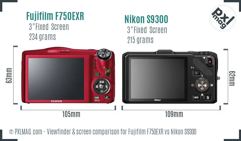 Fujifilm F750EXR vs Nikon S9300 Screen and Viewfinder comparison Fujifilm F750EXR vs Nikon S9300 Screen and Viewfinder comparison