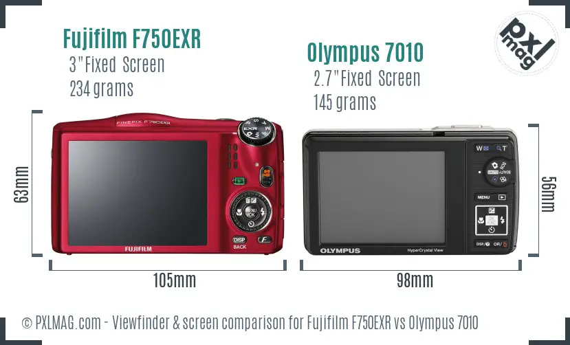 Fujifilm F750EXR vs Olympus 7010 Screen and Viewfinder comparison Fujifilm F750EXR vs Olympus 7010 Screen and Viewfinder comparison