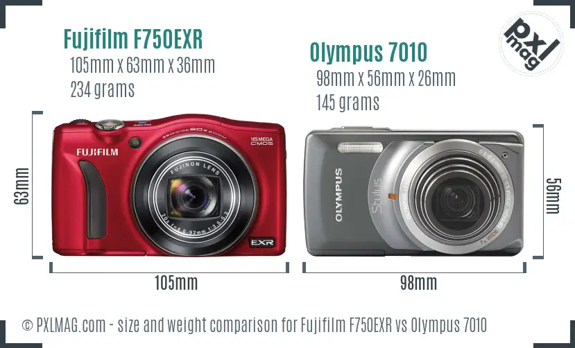 Fujifilm F750EXR vs Olympus 7010 size comparison Fujifilm F750EXR vs Olympus 7010 size comparison