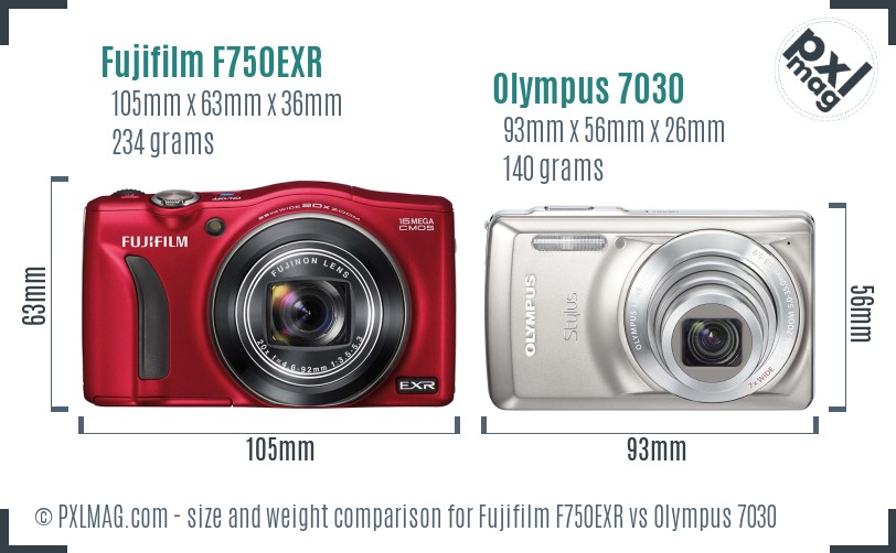 Fujifilm F750EXR vs Olympus 7030 size comparison Fujifilm F750EXR vs Olympus 7030 size comparison