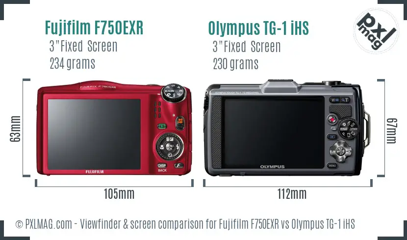 Fujifilm F750EXR vs Olympus TG-1 iHS Screen and Viewfinder comparison