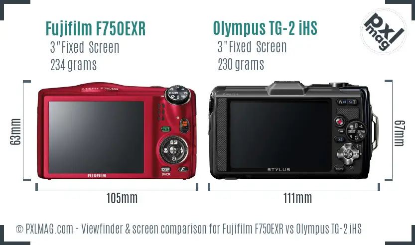 Fujifilm F750EXR vs Olympus TG-2 iHS Screen and Viewfinder comparison