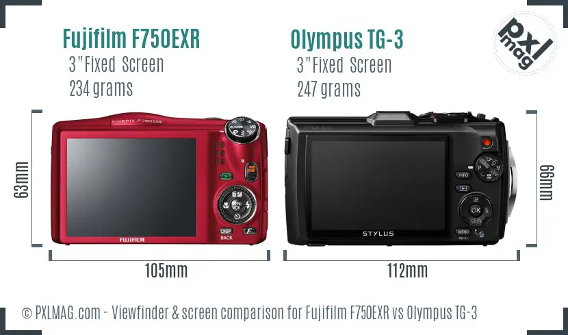 Fujifilm F750EXR vs Olympus TG-3 Screen and Viewfinder comparison