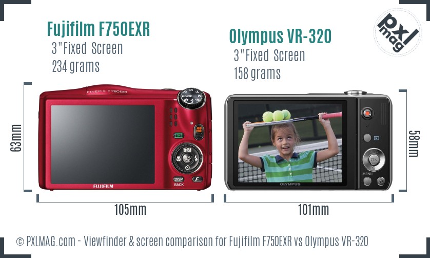Fujifilm F750EXR vs Olympus VR-320 Screen and Viewfinder comparison
