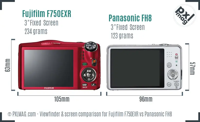 Fujifilm F750EXR vs Panasonic FH8 Screen and Viewfinder comparison Fujifilm F750EXR vs Panasonic FH8 Screen and Viewfinder comparison
