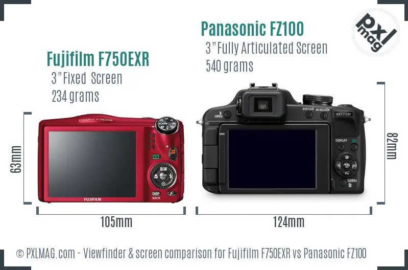 Fujifilm F750EXR vs Panasonic FZ100 Screen and Viewfinder comparison Fujifilm F750EXR vs Panasonic FZ100 Screen and Viewfinder comparison