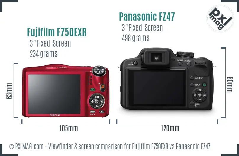 Fujifilm F750EXR vs Panasonic FZ47 Screen and Viewfinder comparison