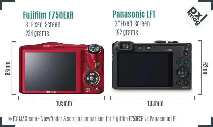 Fujifilm F750EXR vs Panasonic LF1 Screen and Viewfinder comparison