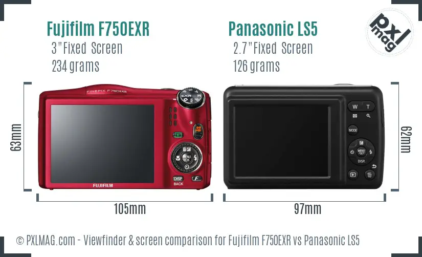 Fujifilm F750EXR vs Panasonic LS5 Screen and Viewfinder comparison