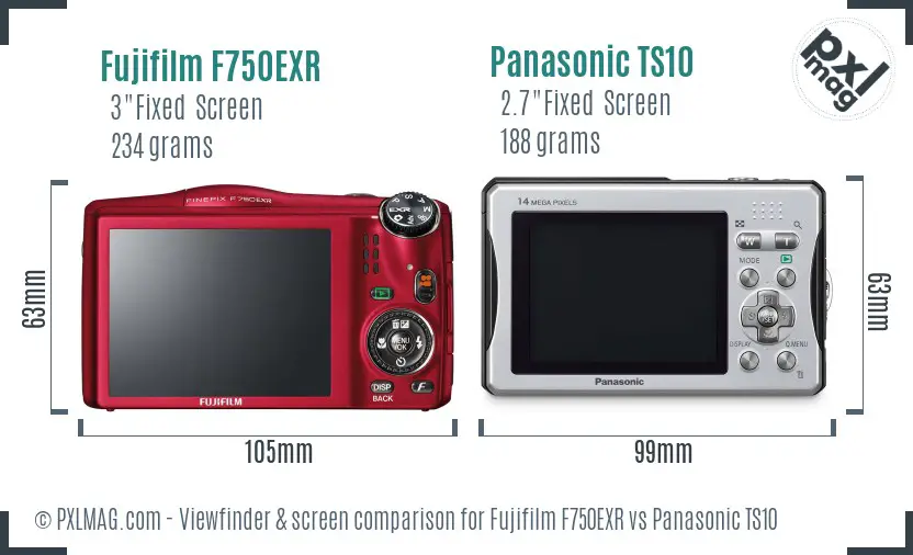 Fujifilm F750EXR vs Panasonic TS10 Screen and Viewfinder comparison Fujifilm F750EXR vs Panasonic TS10 Screen and Viewfinder comparison