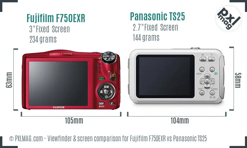 Fujifilm F750EXR vs Panasonic TS25 Screen and Viewfinder comparison Fujifilm F750EXR vs Panasonic TS25 Screen and Viewfinder comparison