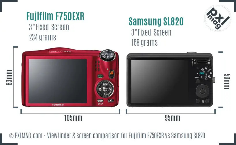 Fujifilm F750EXR vs Samsung SL820 Screen and Viewfinder comparison Fujifilm F750EXR vs Samsung SL820 Screen and Viewfinder comparison