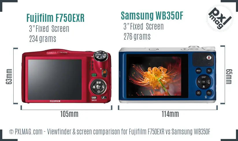 Fujifilm F750EXR vs Samsung WB350F Screen and Viewfinder comparison Fujifilm F750EXR vs Samsung WB350F Screen and Viewfinder comparison