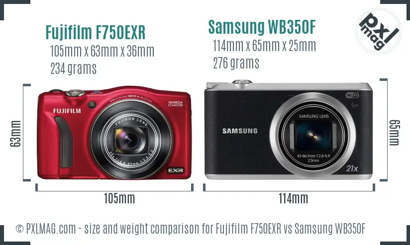 Fujifilm F750EXR vs Samsung WB350F size comparison Fujifilm F750EXR vs Samsung WB350F size comparison