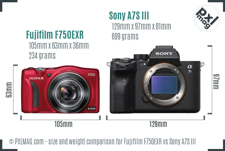 Fujifilm F750EXR vs Sony A7S III size comparison Fujifilm F750EXR vs Sony A7S III size comparison