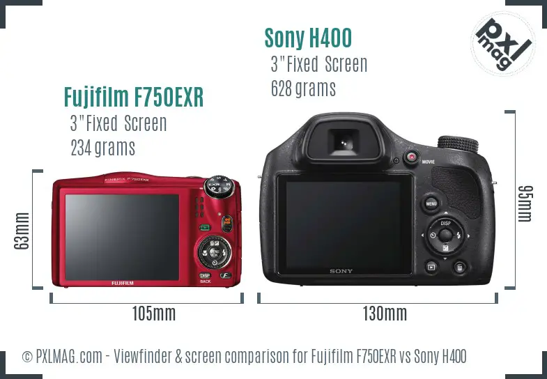 Fujifilm F750EXR vs Sony H400 Screen and Viewfinder comparison