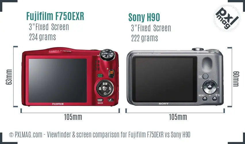Fujifilm F750EXR vs Sony H90 Screen and Viewfinder comparison Fujifilm F750EXR vs Sony H90 Screen and Viewfinder comparison