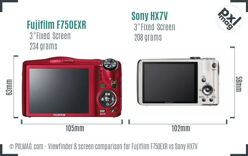 Fujifilm F750EXR vs Sony HX7V Screen and Viewfinder comparison Fujifilm F750EXR vs Sony HX7V Screen and Viewfinder comparison