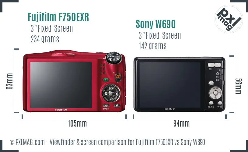 Fujifilm F750EXR vs Sony W690 Screen and Viewfinder comparison