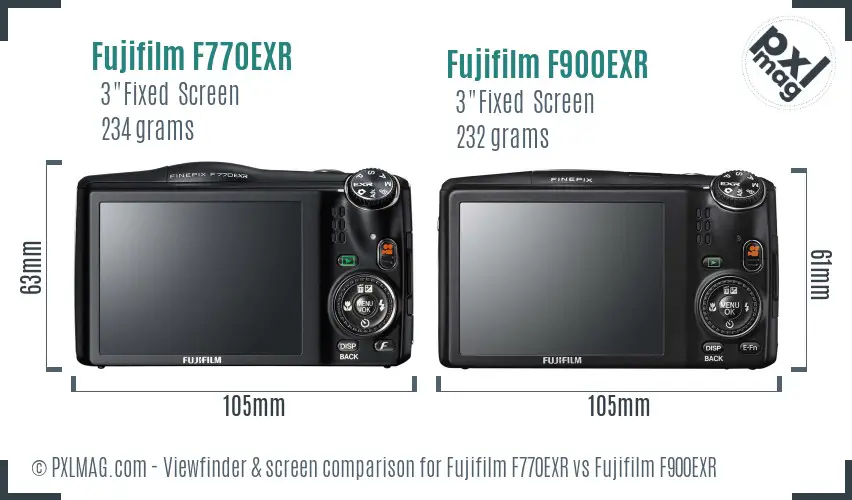 Fujifilm F770EXR vs Fujifilm F900EXR Screen and Viewfinder comparison