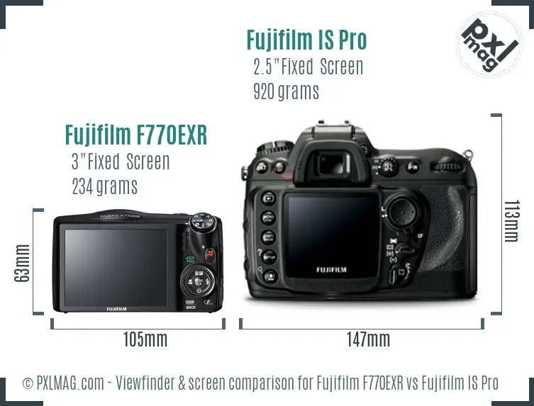 Fujifilm F770EXR vs Fujifilm IS Pro Screen and Viewfinder comparison