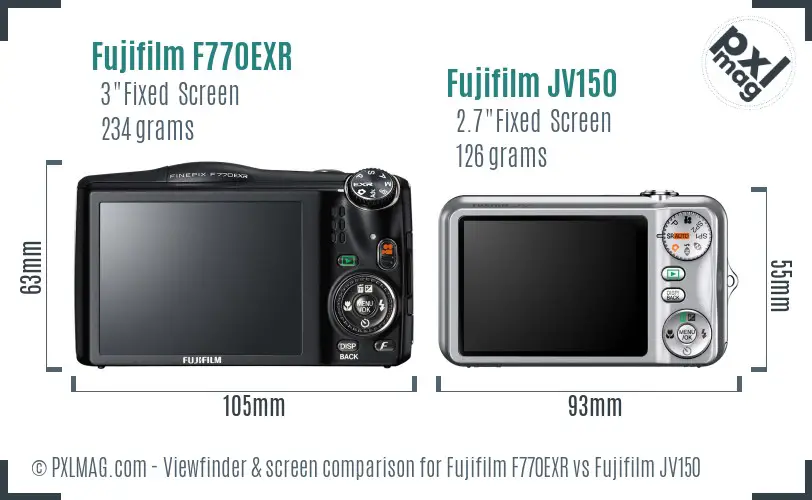Fujifilm F770EXR vs Fujifilm JV150 Screen and Viewfinder comparison Fujifilm F770EXR vs Fujifilm JV150 Screen and Viewfinder comparison
