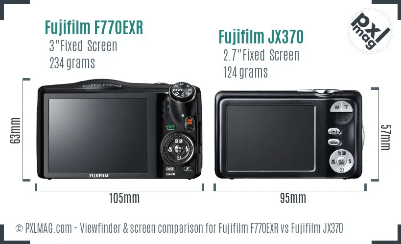 Fujifilm F770EXR vs Fujifilm JX370 Screen and Viewfinder comparison