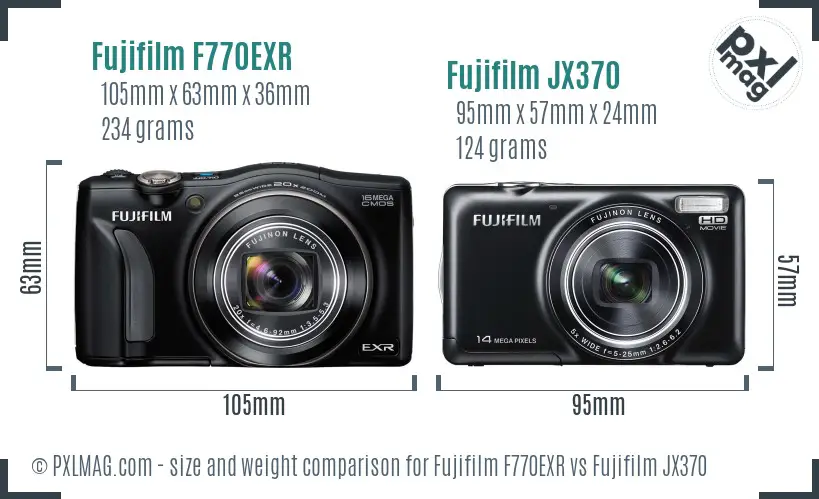 Fujifilm F770EXR vs Fujifilm JX370 size comparison Fujifilm F770EXR vs Fujifilm JX370 size comparison