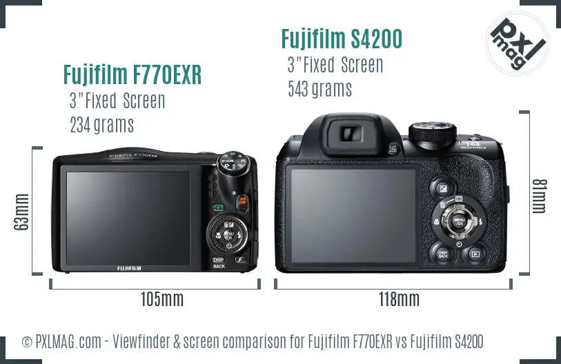 Fujifilm F770EXR vs Fujifilm S4200 Screen and Viewfinder comparison Fujifilm F770EXR vs Fujifilm S4200 Screen and Viewfinder comparison