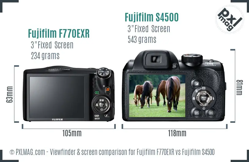 Fujifilm F770EXR vs Fujifilm S4500 Screen and Viewfinder comparison Fujifilm F770EXR vs Fujifilm S4500 Screen and Viewfinder comparison