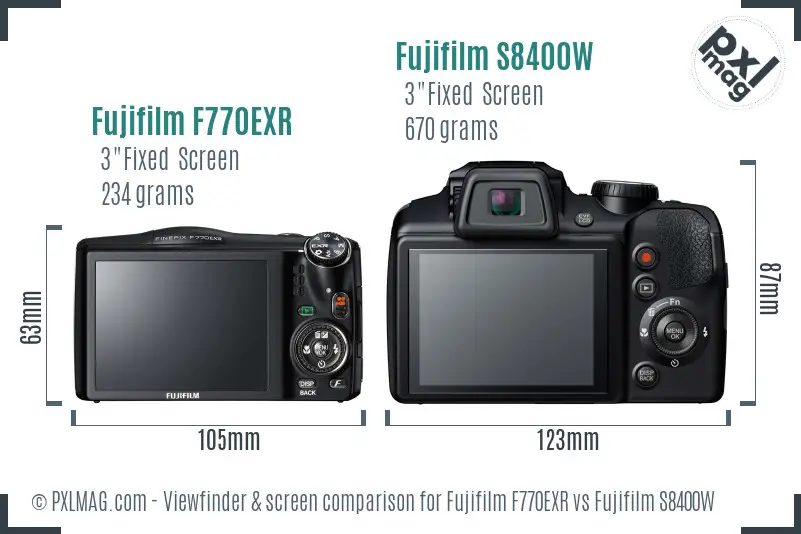 Fujifilm F770EXR vs Fujifilm S8400W Screen and Viewfinder comparison Fujifilm F770EXR vs Fujifilm S8400W Screen and Viewfinder comparison