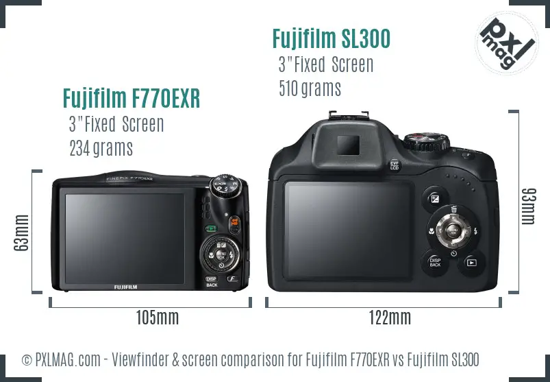 Fujifilm F770EXR vs Fujifilm SL300 Screen and Viewfinder comparison