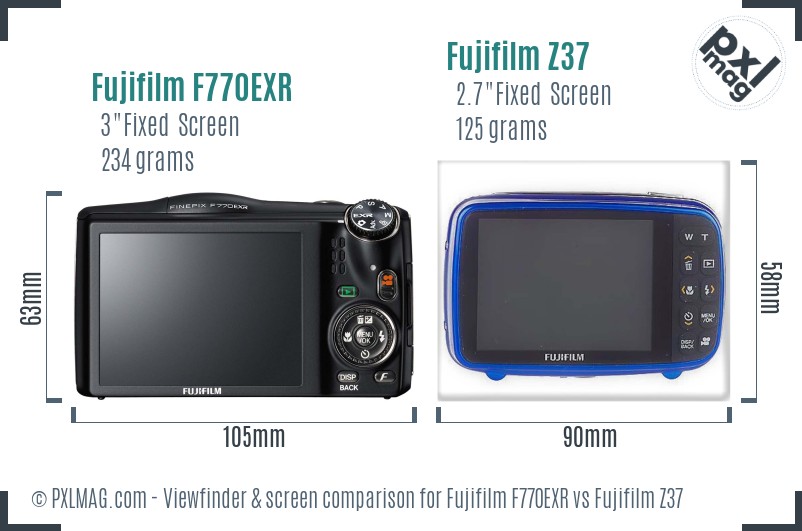Fujifilm F770EXR vs Fujifilm Z37 Screen and Viewfinder comparison