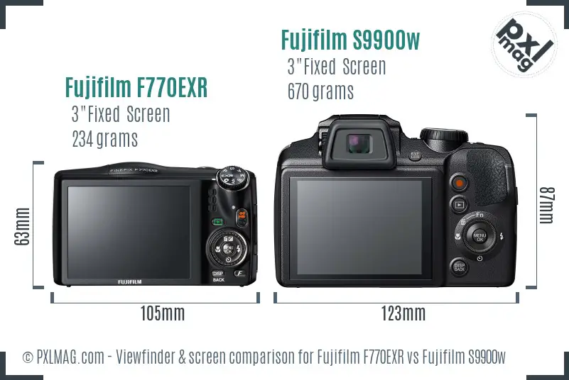 Fujifilm F770EXR vs Fujifilm S9900w Screen and Viewfinder comparison Fujifilm F770EXR vs Fujifilm S9900w Screen and Viewfinder comparison