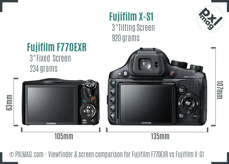 Fujifilm F770EXR vs Fujifilm X-S1 Screen and Viewfinder comparison
