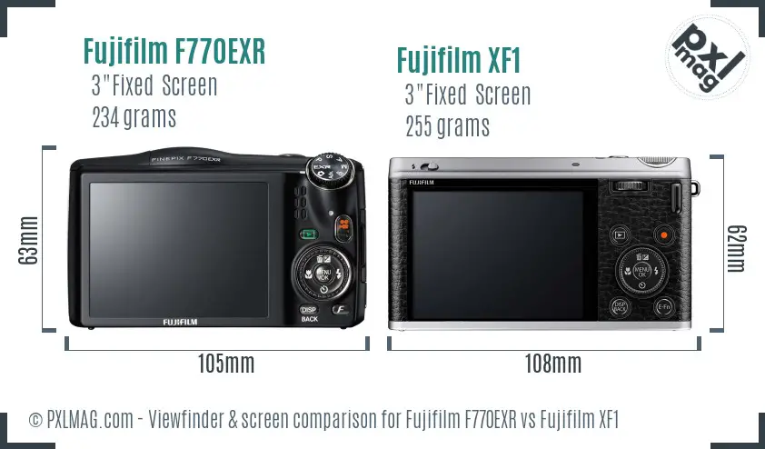 Fujifilm F770EXR vs Fujifilm XF1 Screen and Viewfinder comparison