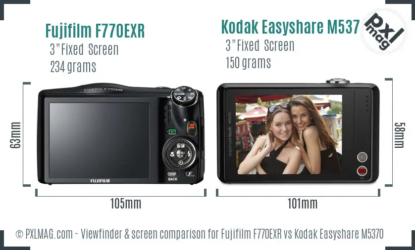 Fujifilm F770EXR vs Kodak Easyshare M5370 Screen and Viewfinder comparison