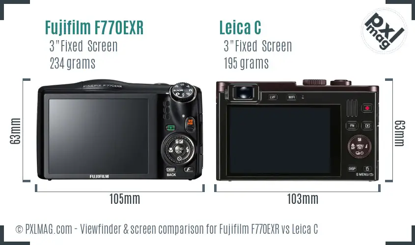 Fujifilm F770EXR vs Leica C Screen and Viewfinder comparison
